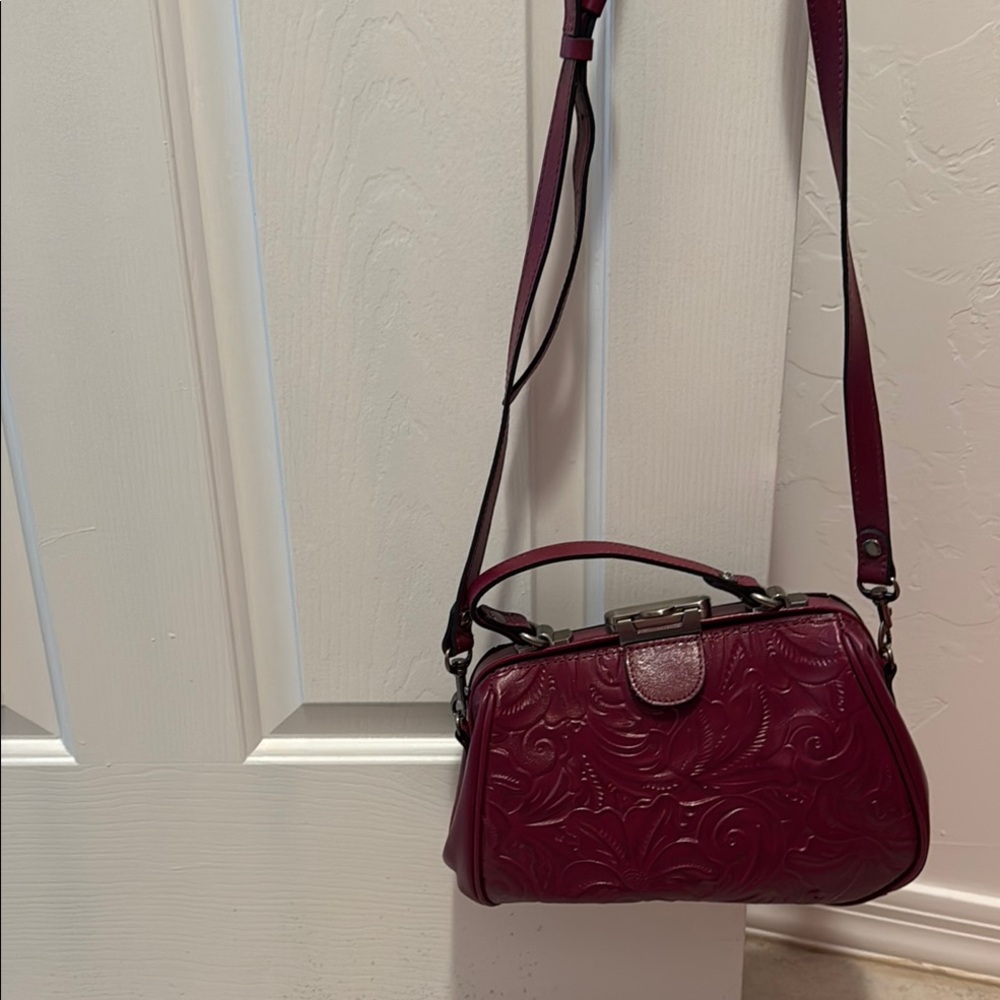 Patricia Nash Red Crossbody Bag with Embossed Leather